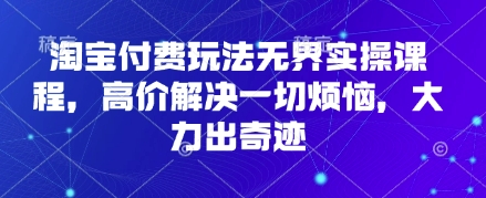 淘宝付费玩法无界实操课程，高价解决一切烦恼，大力出奇迹-赚钱网