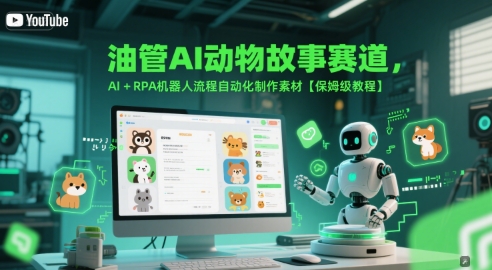 油管AI动物故事赛道，AI+RPA机器人流程自动化制作素材【保姆级教程】-赚钱网