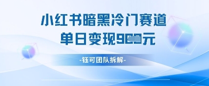 小红书冷门”暗黑”赛道，单日收益多张-赚钱网