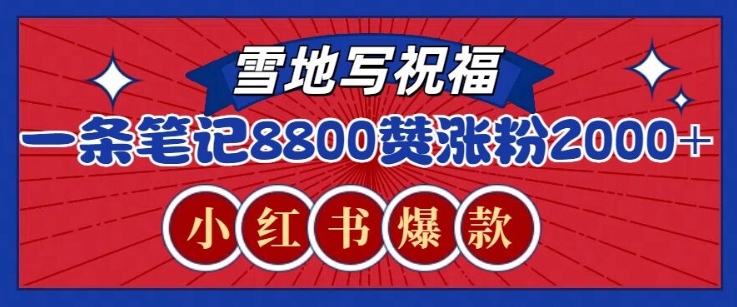 一条笔记8800+赞，涨粉2000+，火爆小红书雪地写祝福玩法-赚钱网