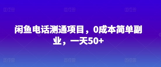 闲鱼电话测通项目，0成本简单副业，一天50+-赚钱网