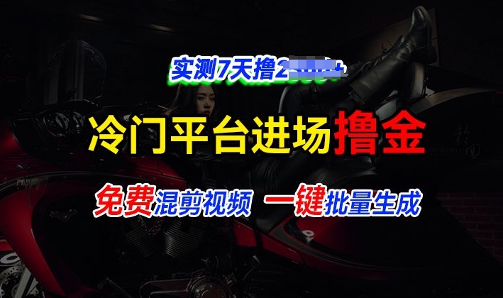 全新冷门平台视频，快速免费进场搞米，通过混剪视频一键批量生成，实测7天撸上千-赚钱网