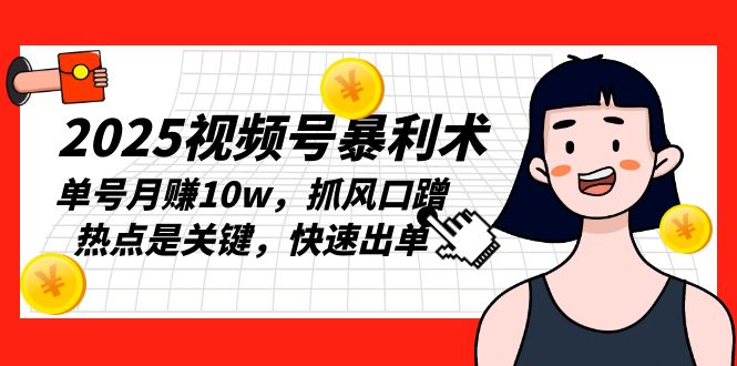 （13793期）2025视频号暴利术，单号月赚10w，抓风口蹭热点是关键，快速出单-赚钱网