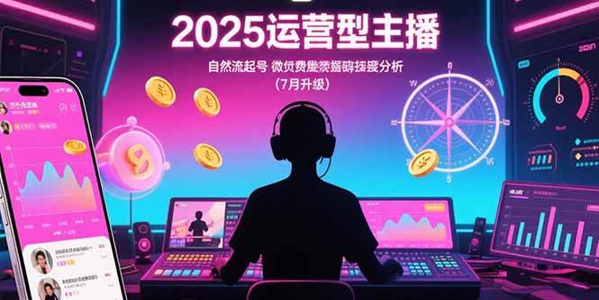 （15508期）2025运营型主播：自然流起号，微付费投放技巧，罗盘数据深度解析(7月更新)-赚钱网