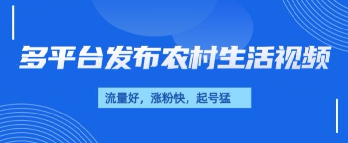 治愈系农村生活视频，多平台发布，流量好，起号快-赚钱网