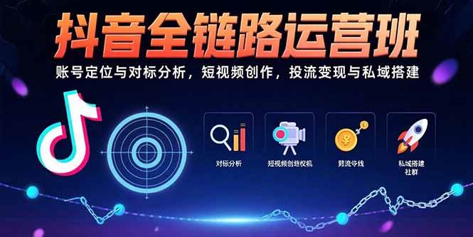 （15525期）抖音全链路运营班：账号定位与对标分析，短视频创作，投流变现与私域搭建-赚钱网