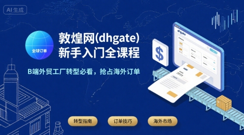 敦煌网(dhgate)新手入门全课程，B端外贸工厂转型必看，抢占海外订单-赚钱网