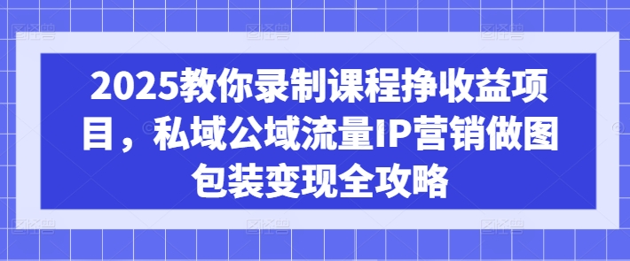 2025教你录制课程挣收益项目，私域公域流量IP营销做图包装变现全攻略-赚钱网