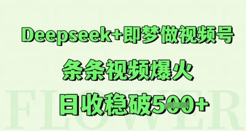 Deepseek+即梦做视频号，条条视频爆火，日收稳破5张-赚钱网