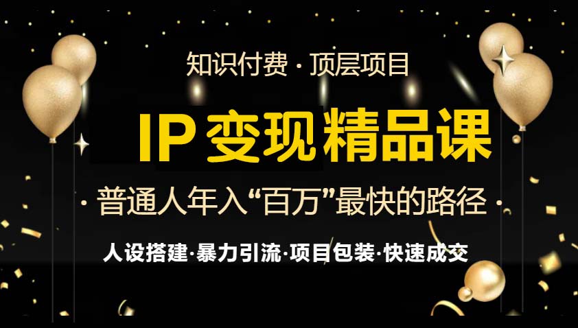 （13297期）IP变现最新精品课程，知识付费全流程+最强引流术+小白避坑指南-赚钱网