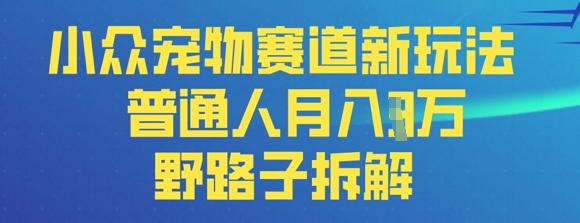 小众宠物赛道新玩法，普通人月入过1W的野路子拆解-赚钱网