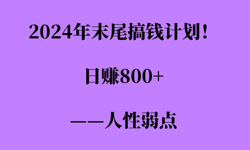 2024年末尾搞钱计划，男粉项目，人性弱点，日入多张-赚钱网