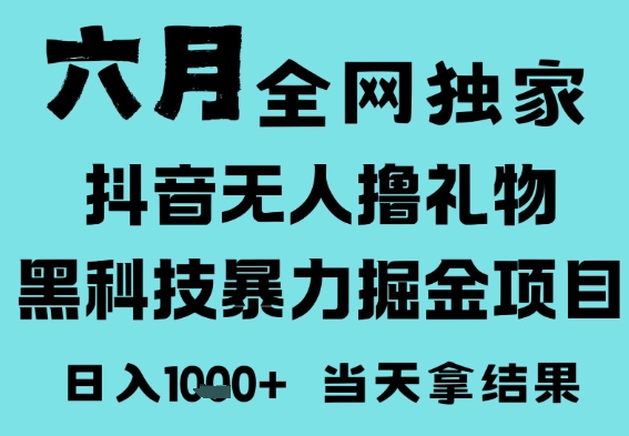 25年6月高爆抖音无人直播最新撸音浪掘金项目，门槛低小白可做，无脑日入1k，可矩阵放大【揭秘】-赚钱网