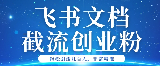 利用飞书文档截流创业粉轻松引流200+-赚钱网