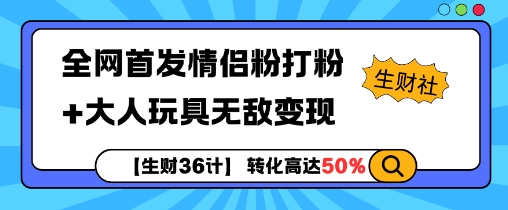 【生财36计】全网首发情侣粉打粉+大人玩具无敌变现-赚钱网