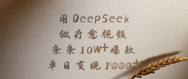 用DeepSeek做疗愈视频，条条10W+爆款，单日变现多张-赚钱网