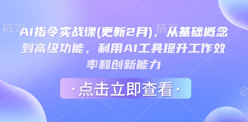 AI指令实战课(更新2月)，从基础概念到高级功能，利用AI工具提升工作效率和创新能力-赚钱网