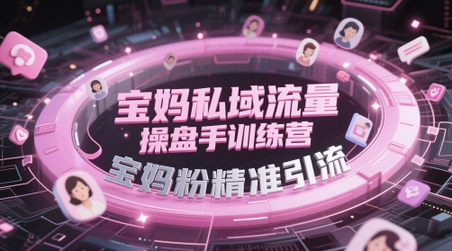 宝妈私域流量操盘手训练营，宝妈粉精准引流-赚钱网