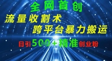 全网流量收割术：跨平台暴力搬运，日引500+精准创业粉-赚钱网