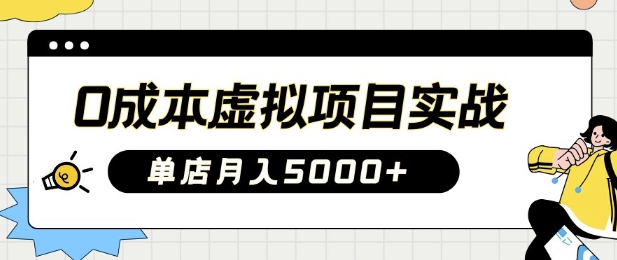 0成本虚拟项目实战手把手教你落地，单店月入5k-赚钱网