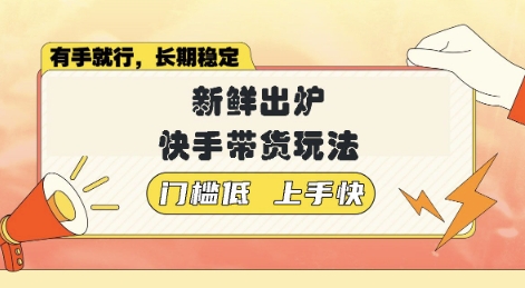 新鲜出炉的快手带货玩法，无需繁琐操作，轻松月收入1w【揭秘】-赚钱网