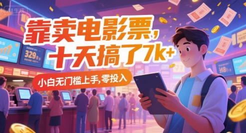 靠卖电影票，十天搞了7k+，小白无门槛上手，零投入【揭秘】-赚钱网