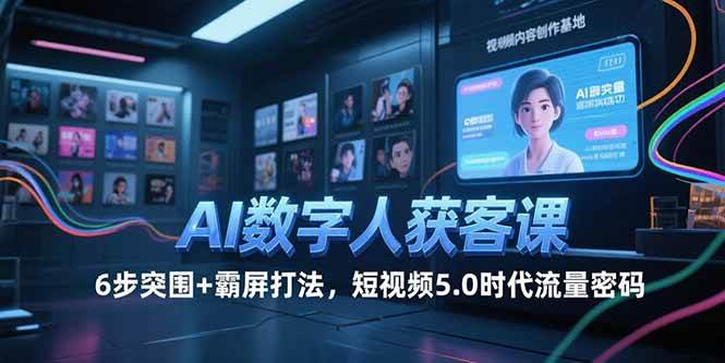 （15247期）AI数字人获客课，6步突围+霸屏打法，短视频5.0时代流量密码-赚钱网
