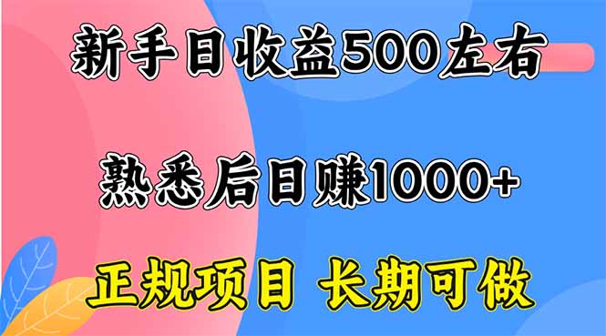 新手日收益500+ 正规项目 长期可做-赚钱网