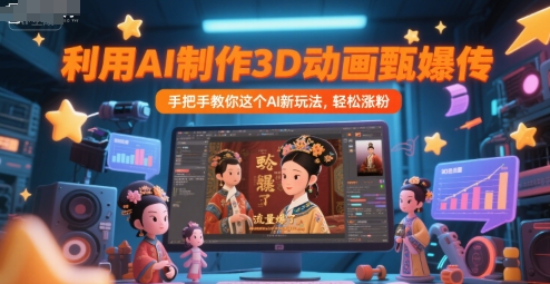 利用AI制作3D动画甄嬛传，流量爆了，手把手教你这个AI新玩法，轻松涨粉-赚钱网