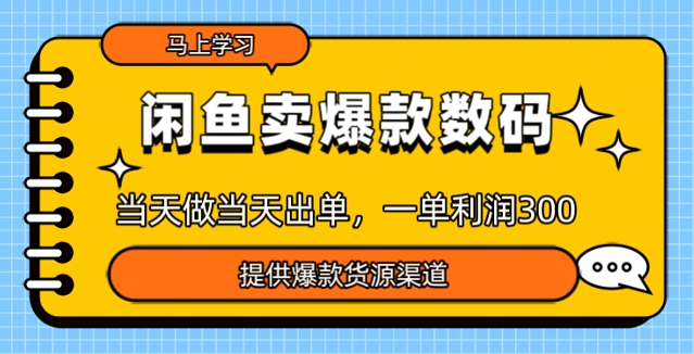 闲鱼卖爆款货源，当天做当天出单，一单利润3张-赚钱网