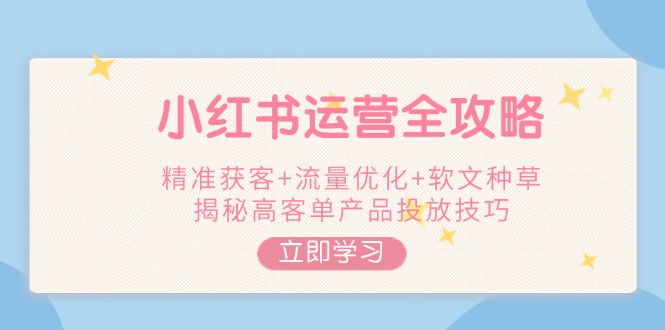 （14207期）小红书运营全攻略，精准获客+流量优化+软文种草，揭秘高客单产品投放技巧-赚钱网