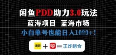 闲鱼拼多多助力，蓝海项目新手单号也能日入几张-赚钱网