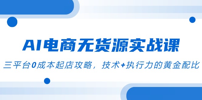 （14982期）AI电商无货源实战课，三平台0成本起店攻略，技术+执行力的黄金配比-赚钱网