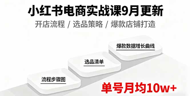 小红书电商实战课9月更新，开店流程/选品策略/爆款店铺打造，单号月均10w+-赚钱网