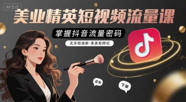 美业精英短视频流量课，掌握抖音流量密码，天天有询单，条条有转化-赚钱网