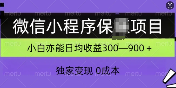 微信小程序保Z项目，独家变现，日均收益几张-赚钱网