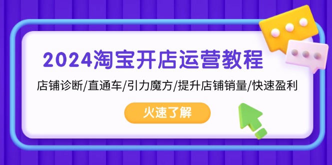 （13300期）2024淘宝开店运营教程：店铺诊断/直通车/引力魔方/提升店铺销量/快速盈利-赚钱网