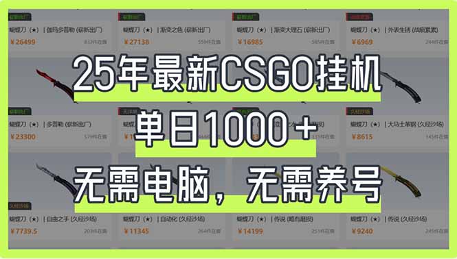 （14178期）25年最新CSGO挂机系统，单日1000+，无需电脑，无需养号，0基础可上手-赚钱网