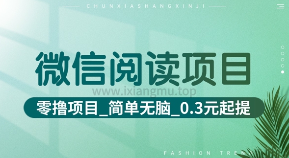 微信阅读项目_零撸项目+简单无脑+0.3元起提(六大平台合集汇总)-赚钱网