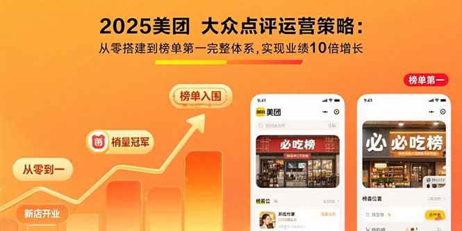 （15602期）2025美团 大众点评运营策略:从零搭建到榜单第一完整体系,实现业绩10倍增长-赚钱网