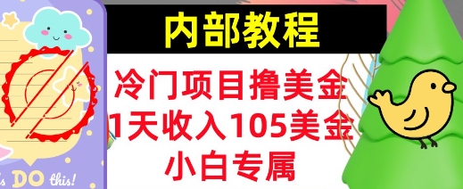冷门项目撸美金，小白专属，1天收入105美刀，0门槛，内部教程-赚钱网