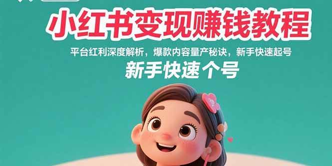 （15559期）小红书变现赚钱教程：平台红利深度解析，爆款内容量产秘诀，新手快速起号-赚钱网