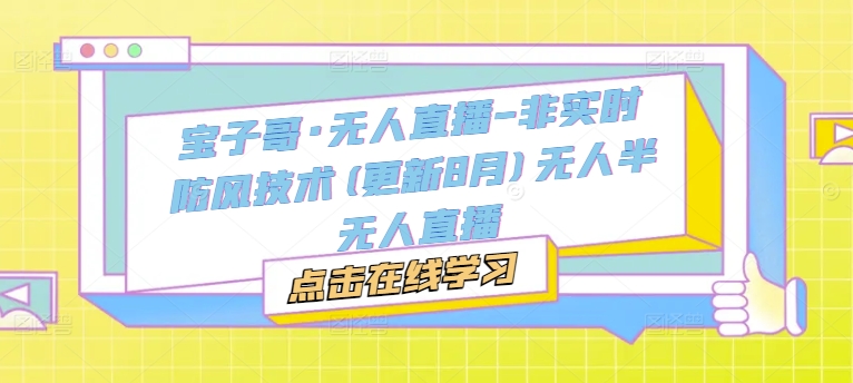 宝子哥·无人直播-非实时防风技术(更新11月)无人半无人直播-赚钱网