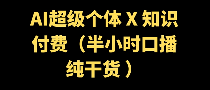 AI超级个体 + 知识付费(半小时口播纯干货 )-赚钱网