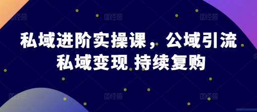 私域进阶实操课，公域引流 私域变现 持续复购-赚钱网
