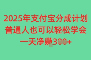 2025年支付宝分成计划，普通人也可轻松学会，一天收益3张-赚钱网
