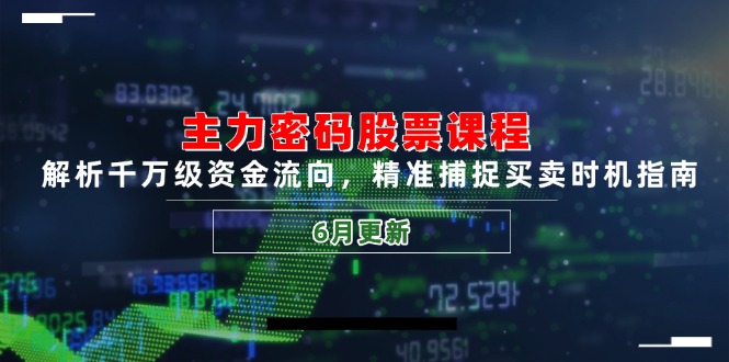 （14976期）主力密码股票课程，解析千万级资金流向，精准捕捉买卖时机指南（6月更新）-赚钱网