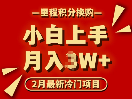 2月最新冷门项目，里程积分兑换机票项目，月入过W-赚钱网