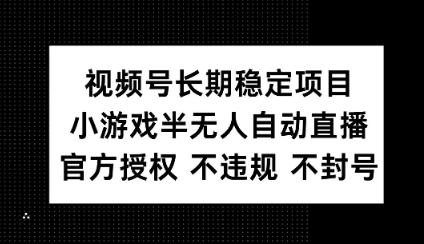 视频号长期稳定项目，小游戏半无人自动直播，官方授权 不违规 不封号-赚钱网