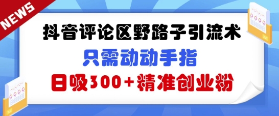 抖音评论区野路子引流术，只需动动手指，日吸300+精准创业粉-赚钱网